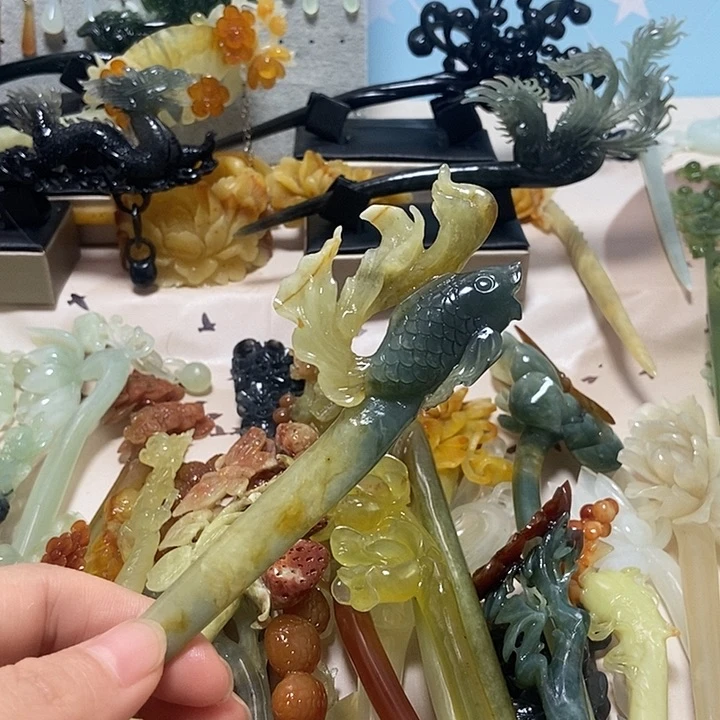 蛇纹石玉合金发簪
