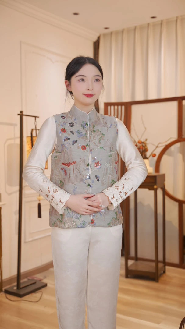 丝年.楼兰｜新中式国风时尚百搭高端刺绣马甲上衣-5213
