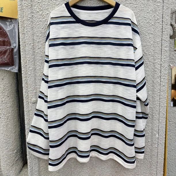 听劝！黄黑皮必入！慵懒条纹长款长袖上衣罩衫打底打底衫百搭专用