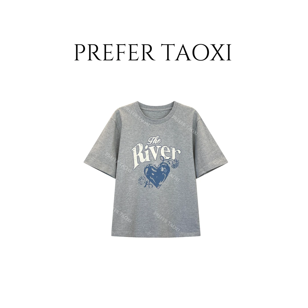 爱心LOGE撞色印花短袖T恤