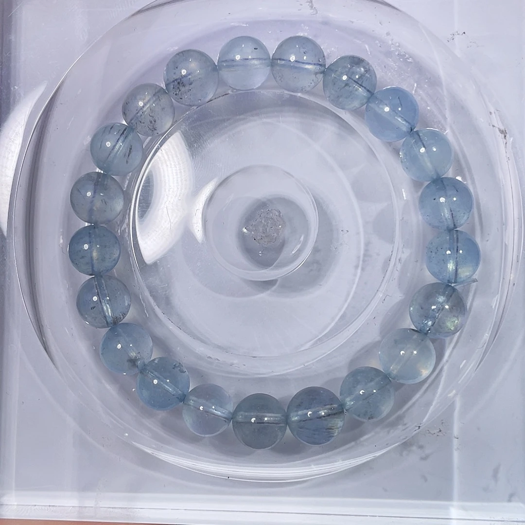 未镶嵌手串水晶9mm黑芝麻海蓝宝
