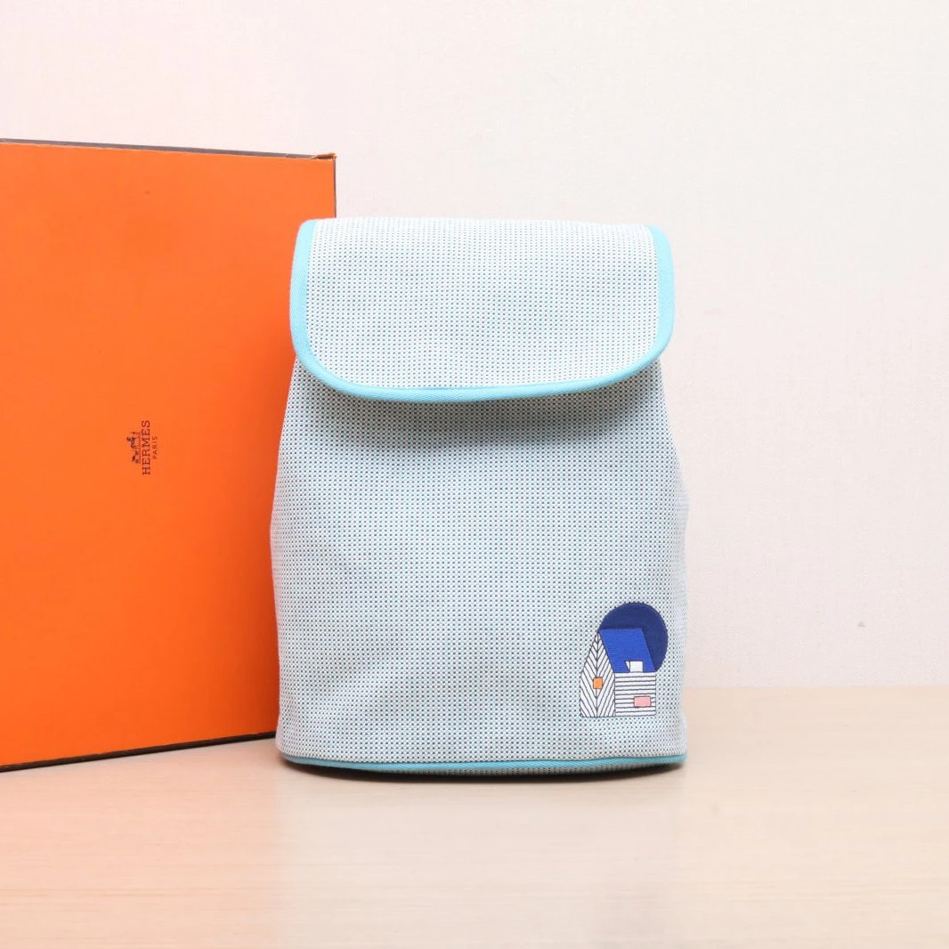 99新 Hermes/爱马仕 【娇】帆布 花园小屋 儿童双肩包 257390