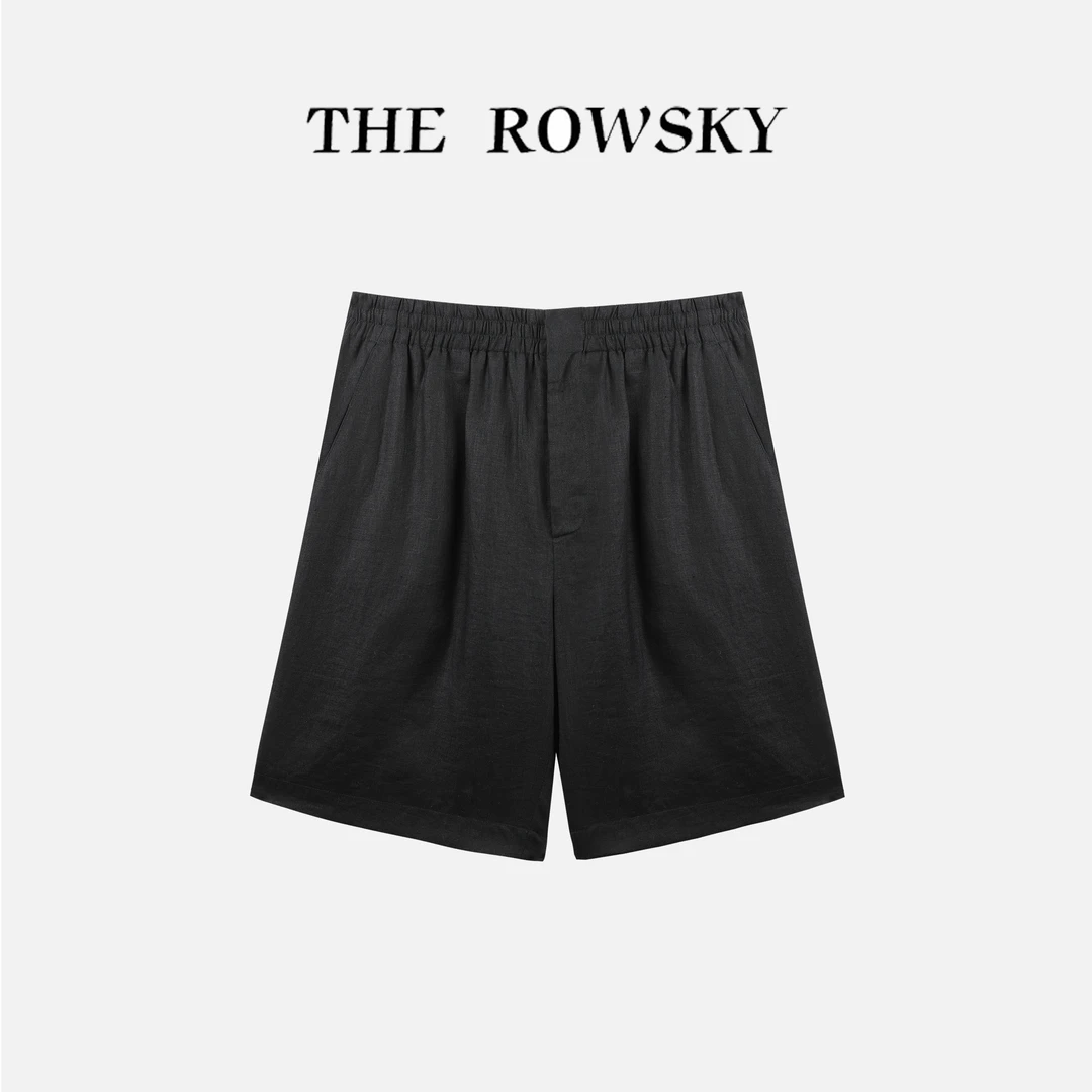 THE ROWSKY杨圣坤男士夏季亚麻纯色百搭休闲五分短裤SK2552861