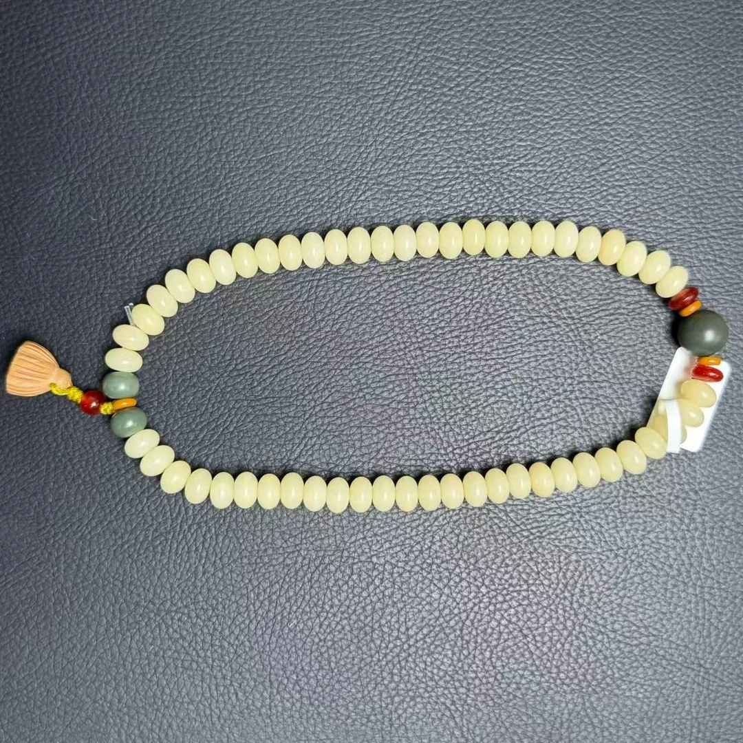 【 器物炎灵】经典文玩-pt白色玉双圈手串