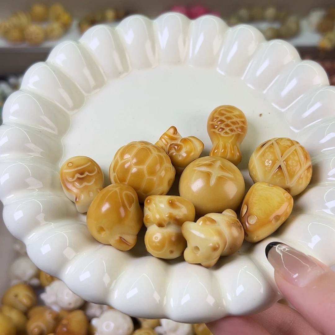 菩提根/象牙果吊坠瑕疵炭烤混10颗