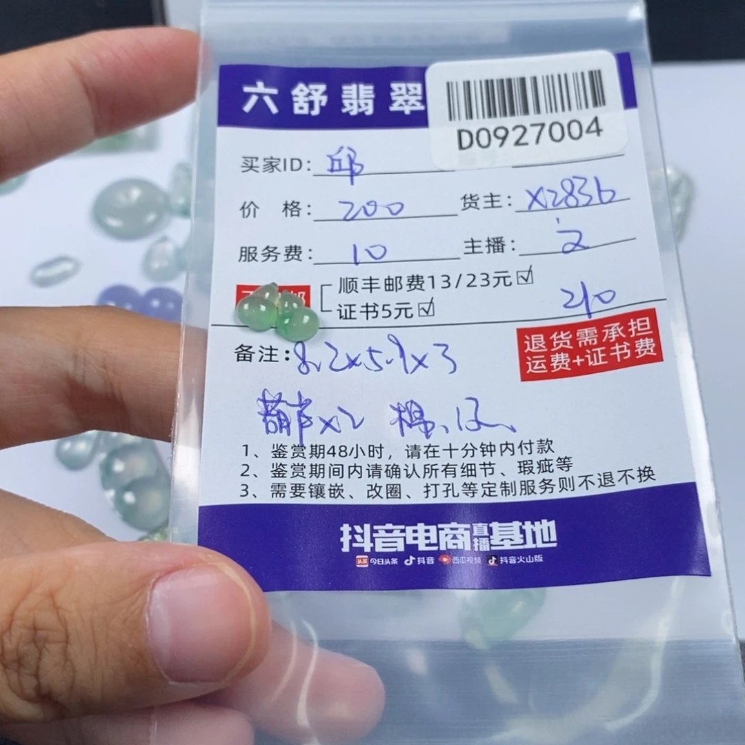 邱***Q翡翠未镶嵌挂件D0927004