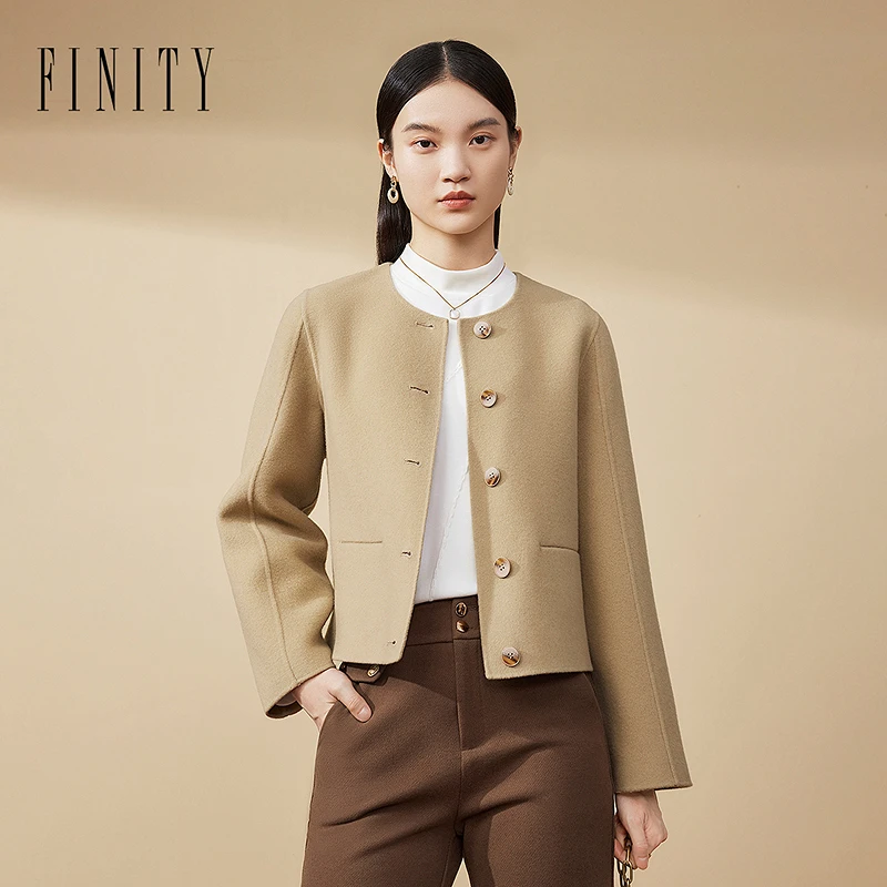 【立子专属】FINITY 新品大衣小香风气质时尚百搭毛呢 F21X9C36D1