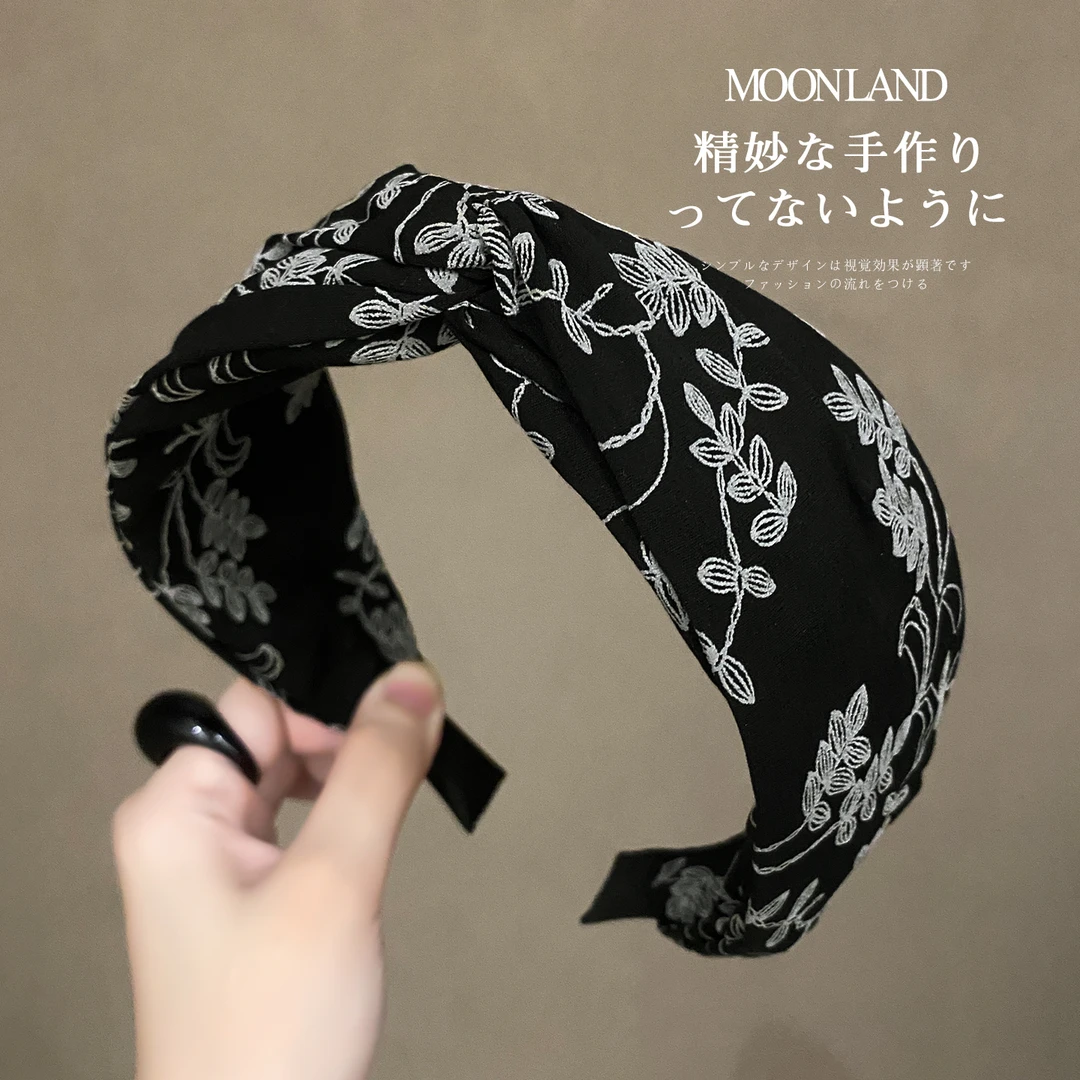 气质交叉印花发箍女高级感洋气时尚发卡日常外戴宽边洗脸压发头箍