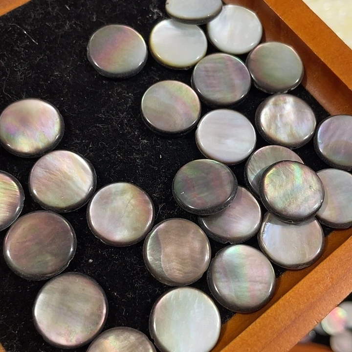 玛瑙/玉髓合金珠宝半成品6颗15mm黑蝶贝圆片