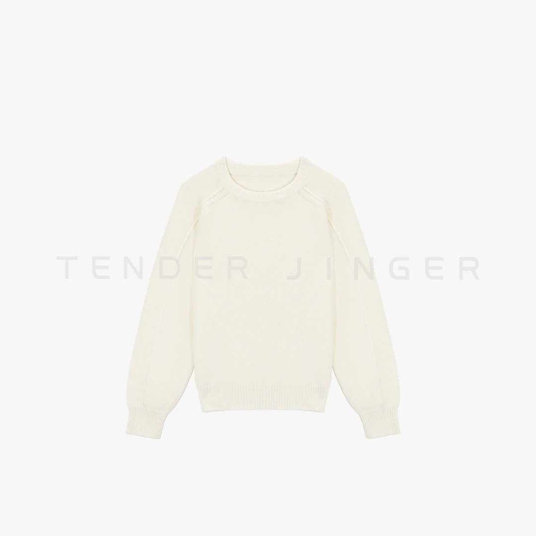 Tender Jinger｜线下专供 圆领绵羊毛插肩袖针织上衣T54MII50575