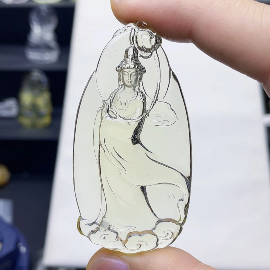 【闪购商品】水晶颈饰未镶嵌3****?黄水晶精雕观音吊坠