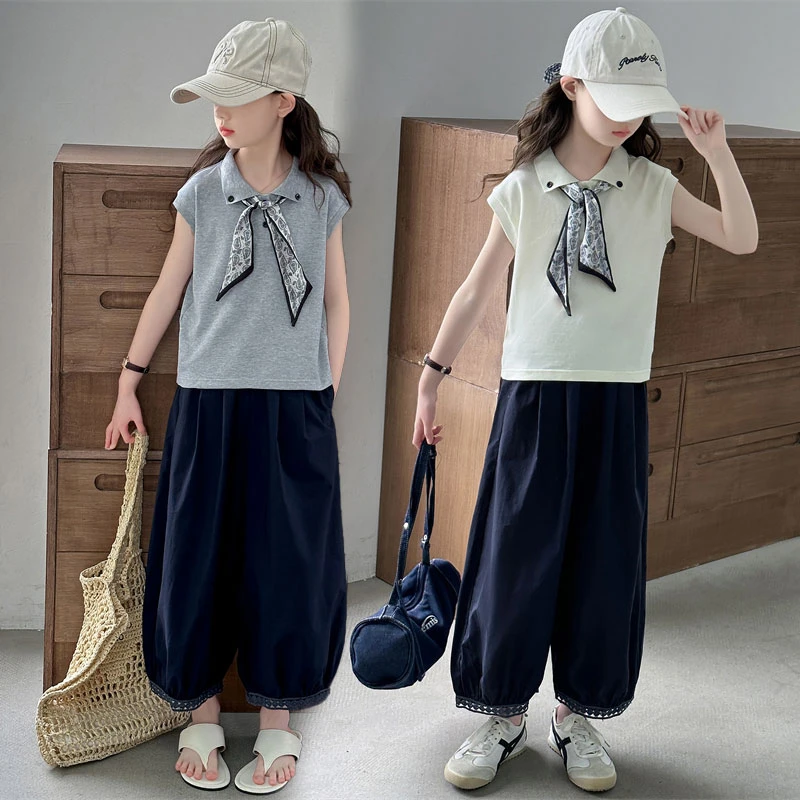 2025夏日新款POLO衫长裤套装街头甜美风元气宽松舒适薄款时尚韩范