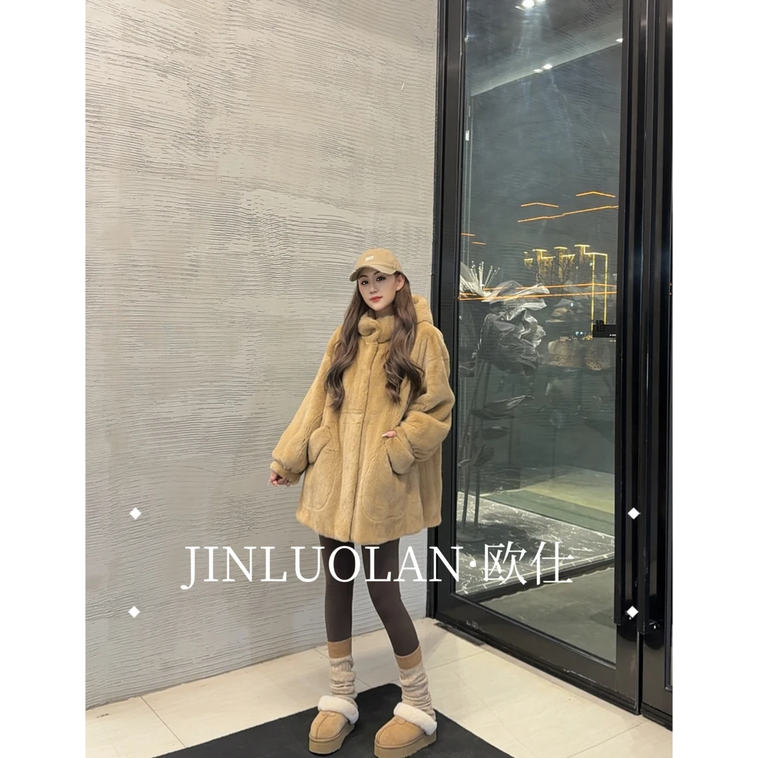 JINLUOLAN-欧仕"春和景明"设计师冬季款冬季貂皮上衣-24097B