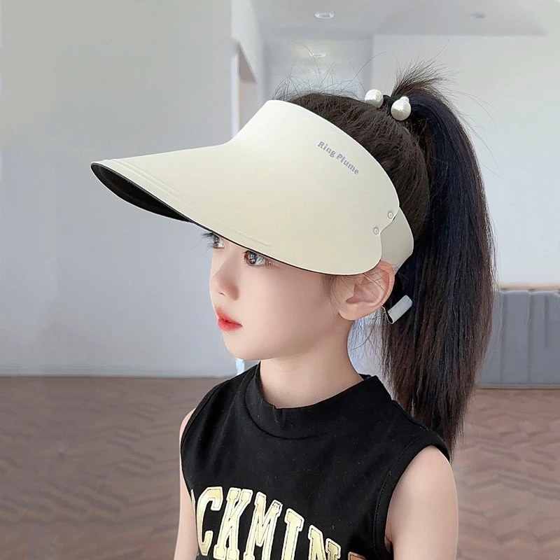 一体无痕运动防晒帽儿童遮阳帽夏季男女童大帽檐空顶宝宝太阳帽潮