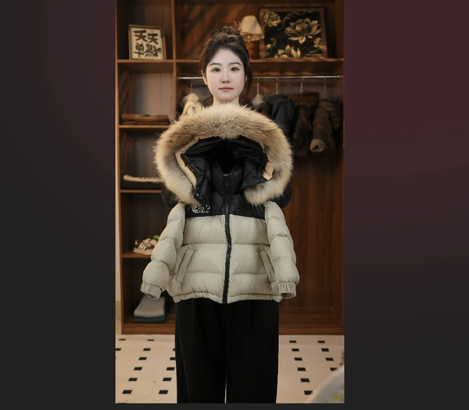 【MB】2024新款儿童真大毛领貉子毛连帽90白鸭绒羽绒服516