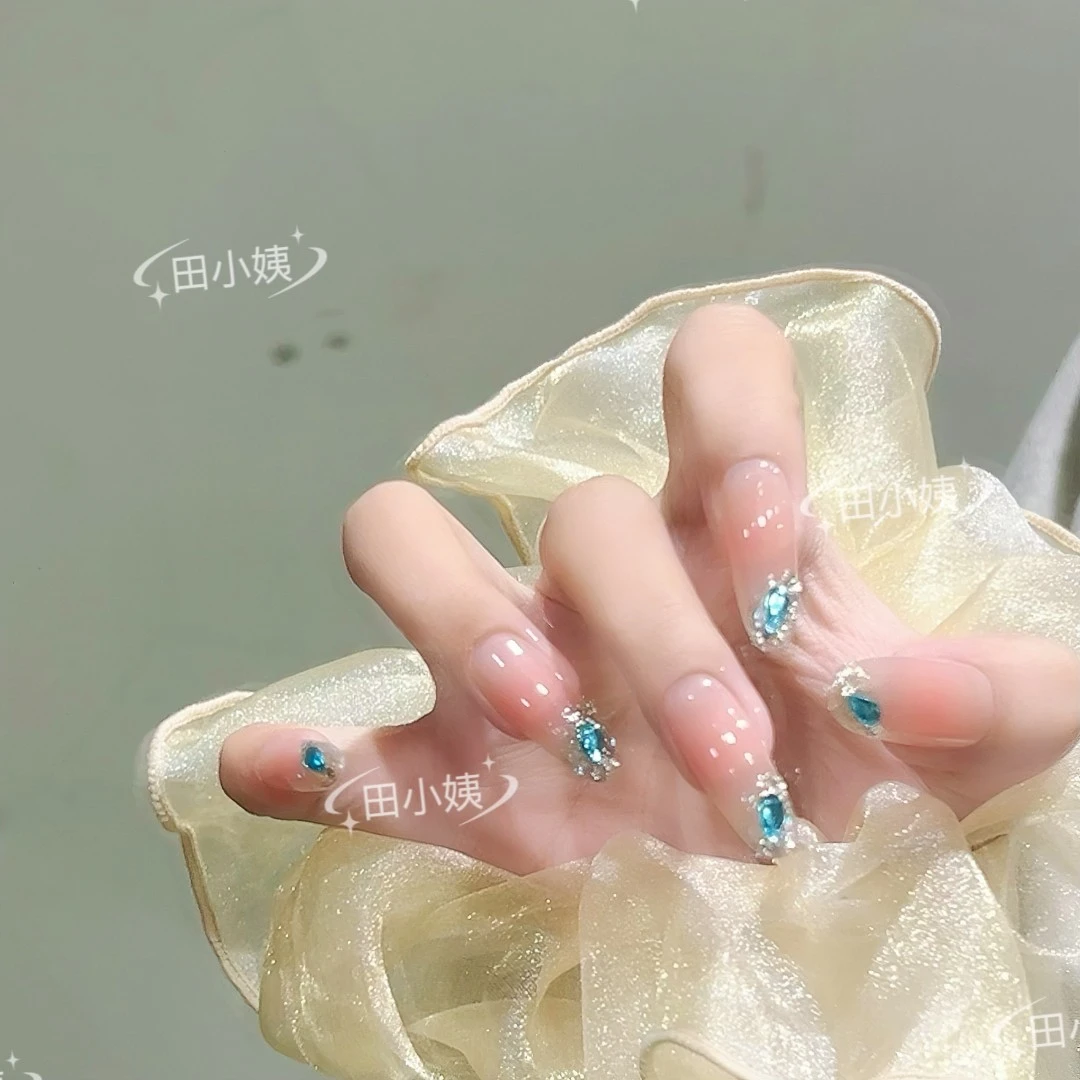 【蓝眼泪】25新款高品质纯手工穿戴甲美甲穿戴式光疗猫眼流行W01