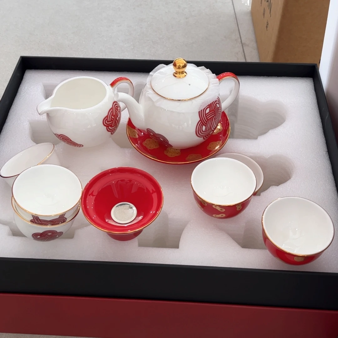 瓷片中国结12头茶具合格品