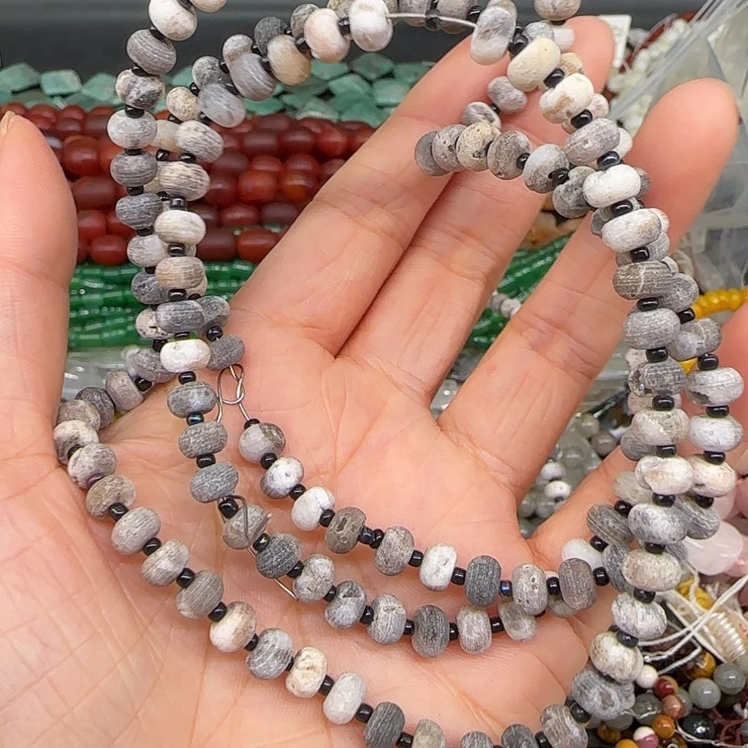 玛瑙/玉髓合金珠宝半成品水晶玛瑙6mm算盘一条加长