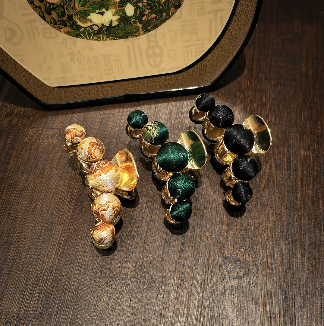 熊姐定制纯手工香云纱发夹配饰古风气质高定百搭款抓夹2503221/1