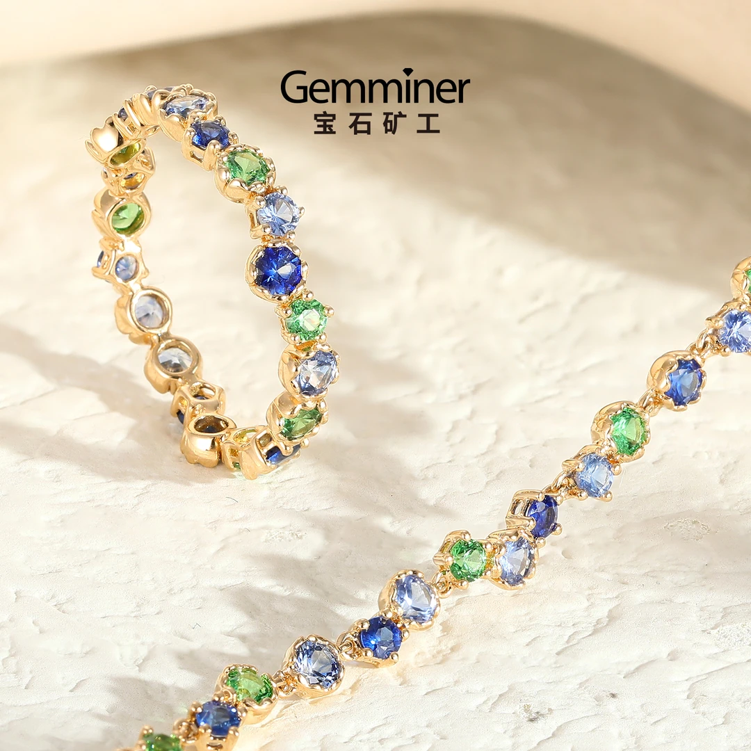 宝石矿工18K金蓝宝石戒指手链