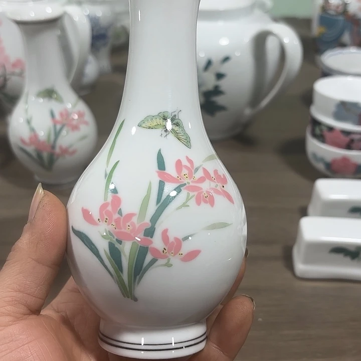 陶17公分高度，八零后小花饼手绘