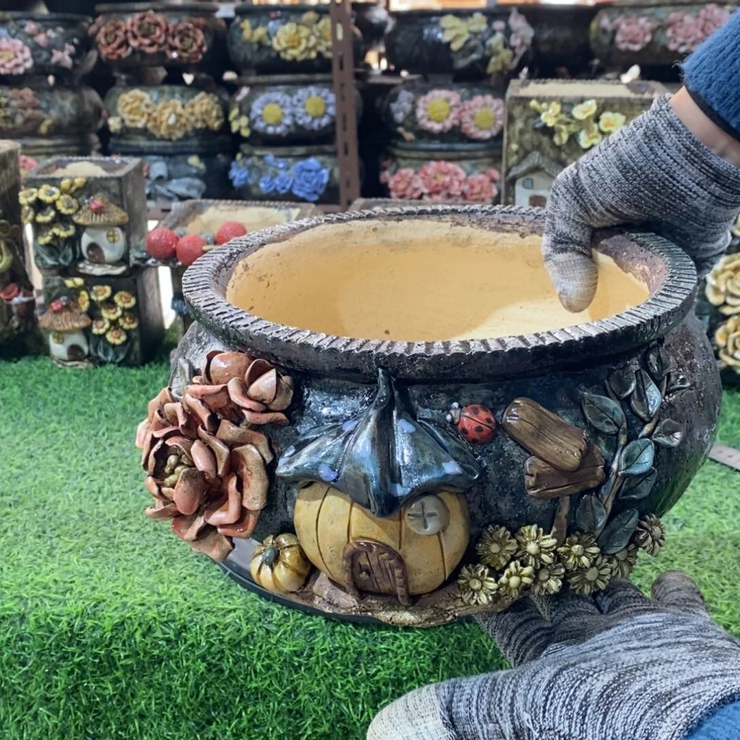 红陶青藤花器多肉花盆