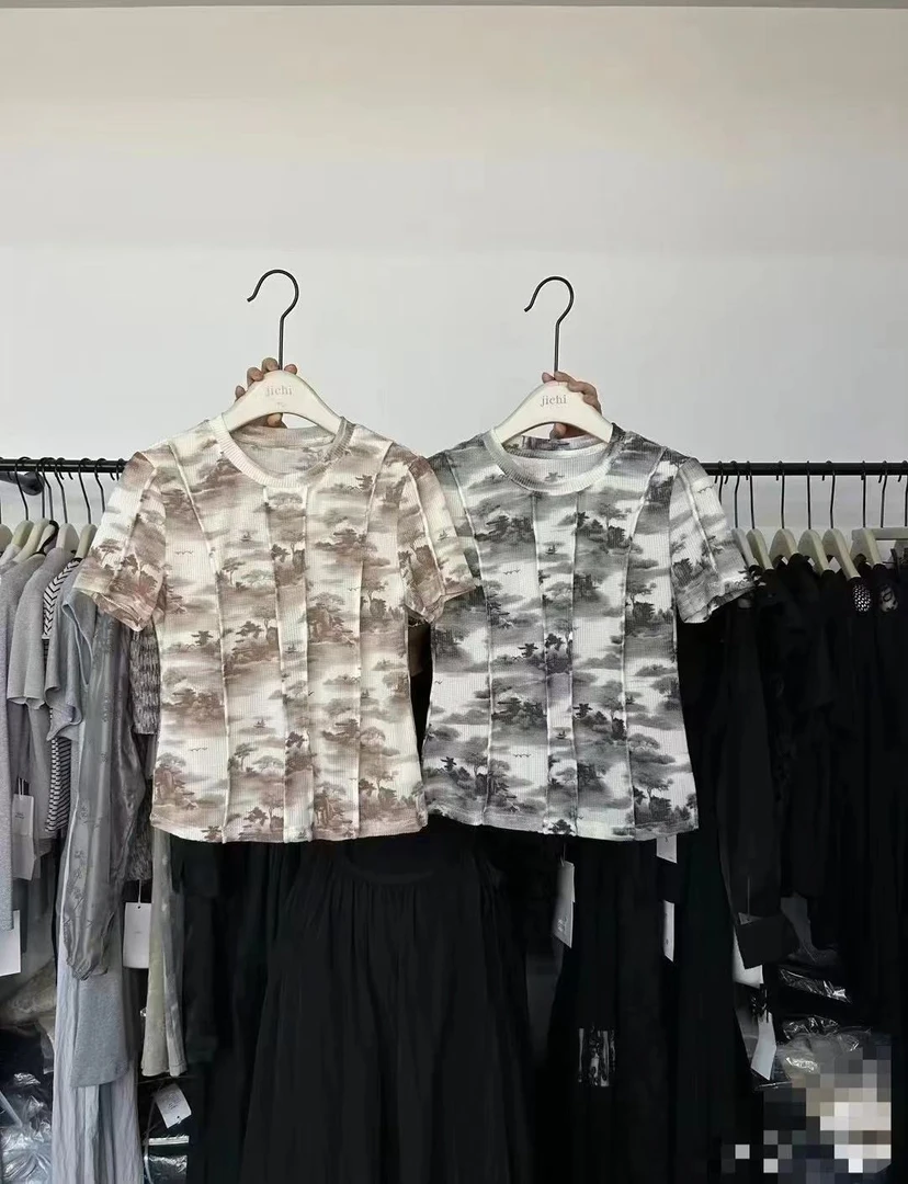 9086女款时尚休闲家居服女士夏季迷彩T恤A3-19