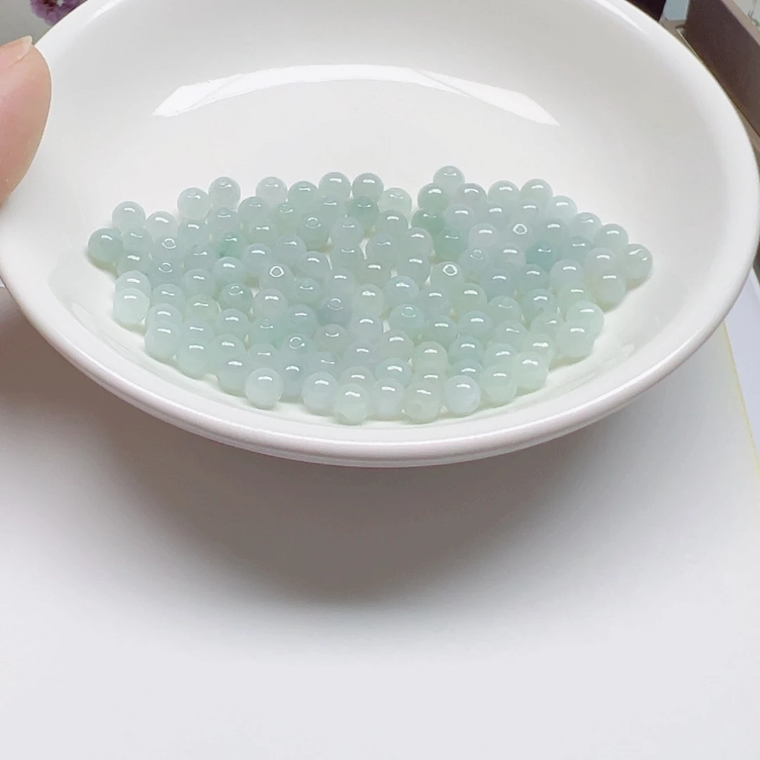 散珠翡翠花*笺纯天然缅甸翡翠A货卡4+，96颗