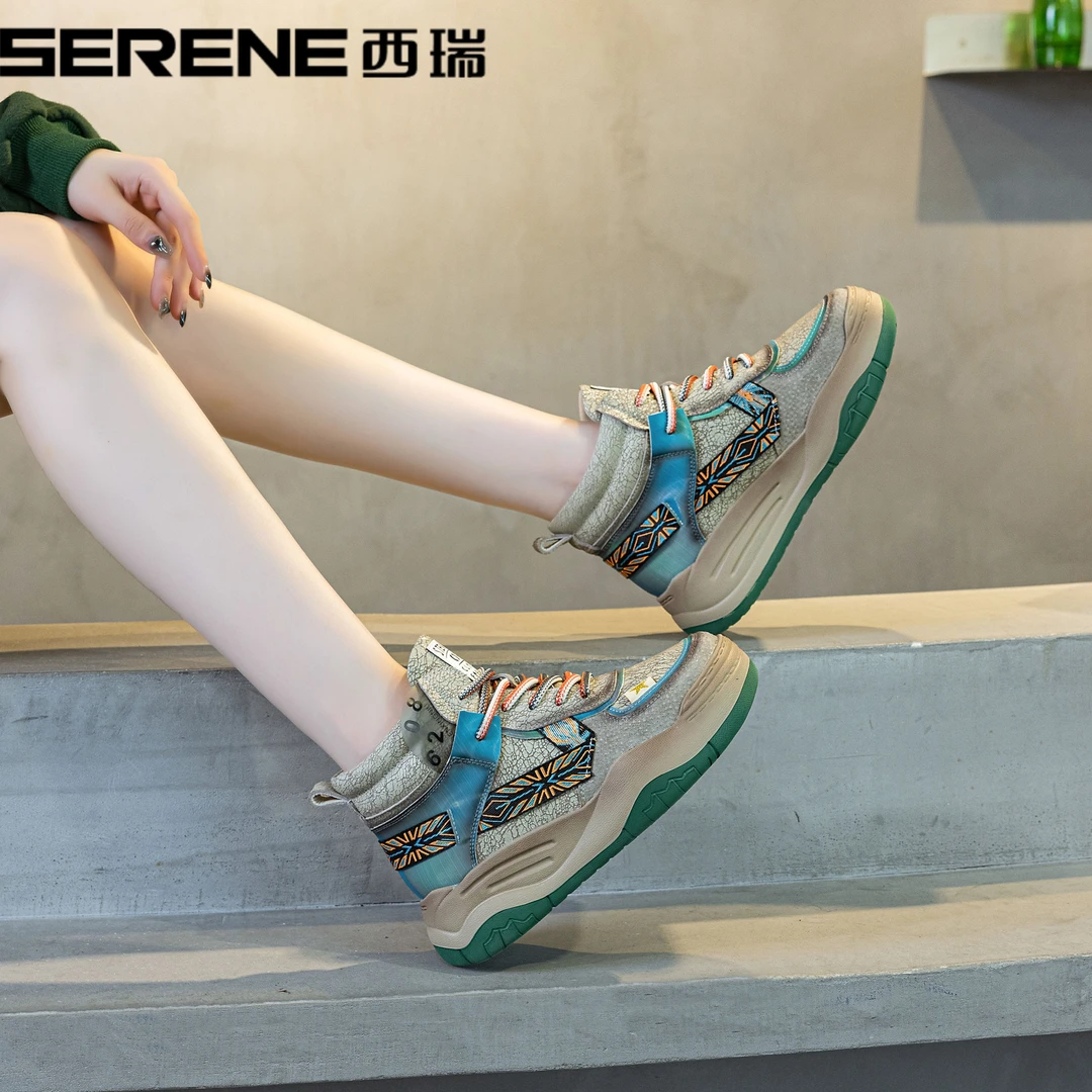 西瑞女鞋网红时尚韩版ins秋冬加绒高帮春季新款厚底增高休闲百搭