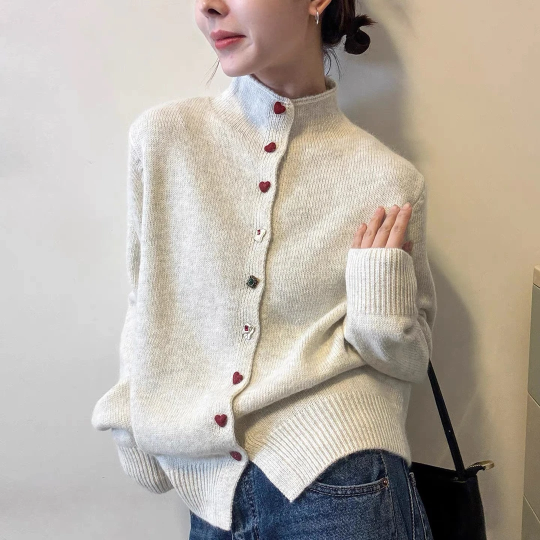 【云云精选】513 冬季加厚立领玛瑙扣毛衣