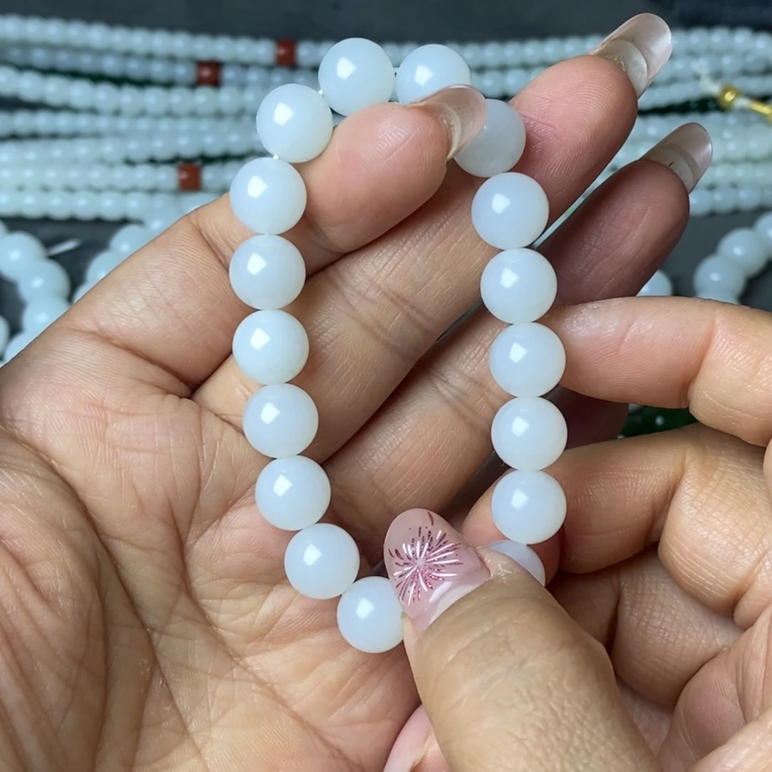 和田玉手链未镶嵌大***花