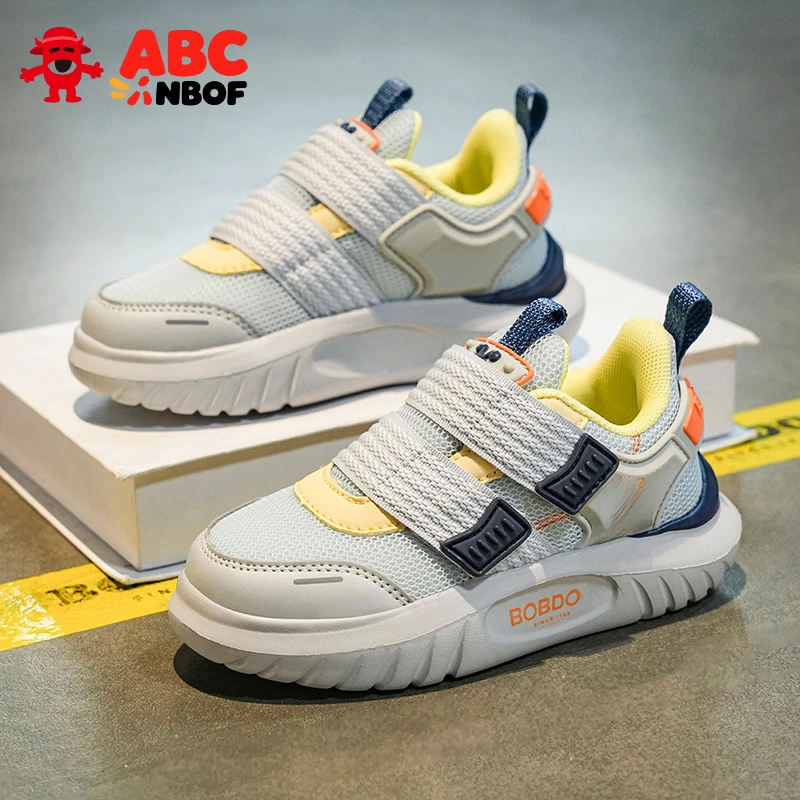 ABC NBOF童鞋男童运动鞋子2025新款双网透气男孩子儿童跑步鞋皮面