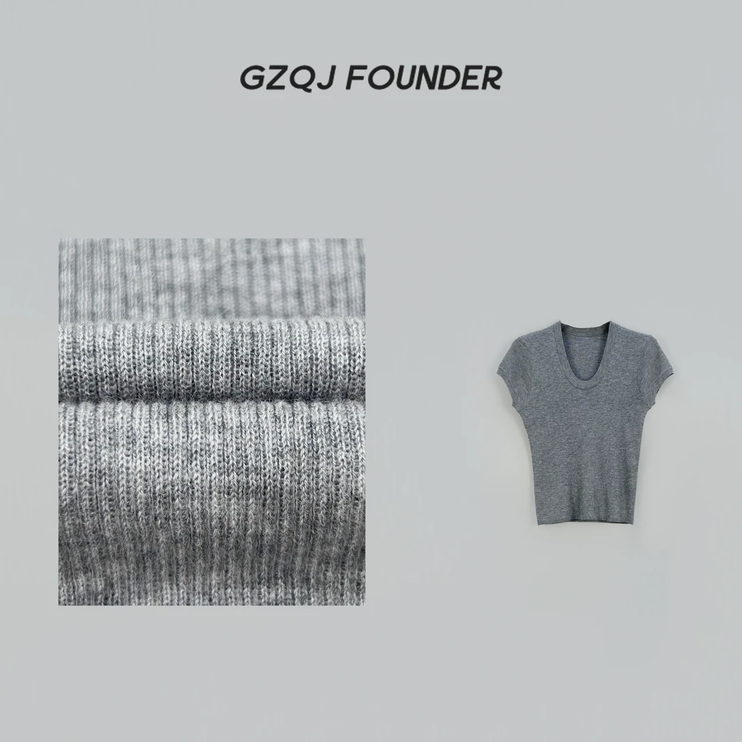 GZQJ【加分项】2024新款春夏百搭显瘦短袖羊毛针织衫 35307
