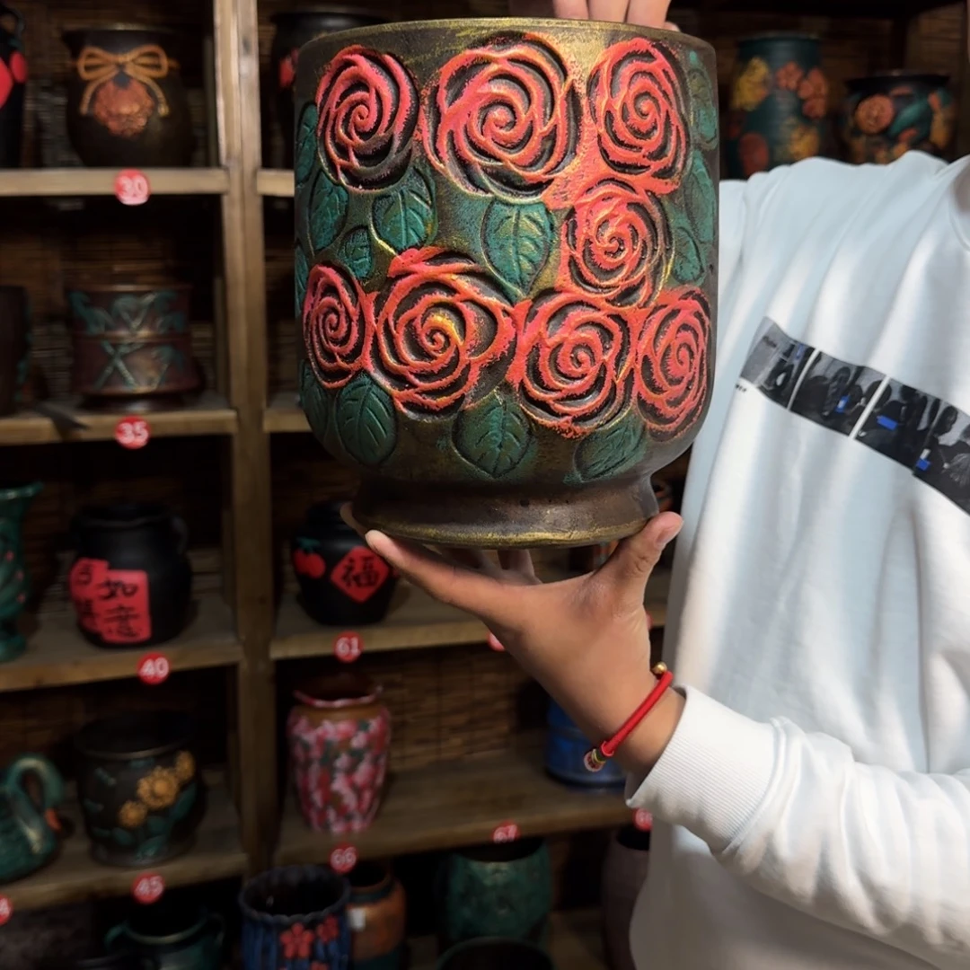 带孔高端浮雕花盆炸炸炸炸