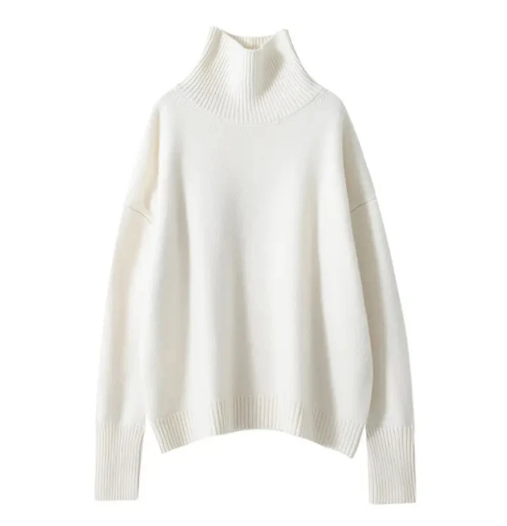 【王菲同款】100%纯羊毛双股加厚高领纯色百搭宽松针织打底衫