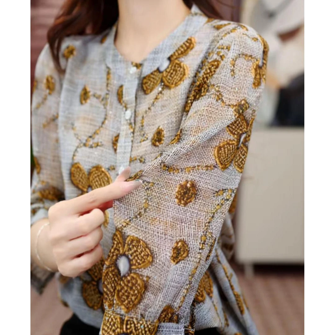 X2025洋气气质绝伦减龄衬衫#2138-48