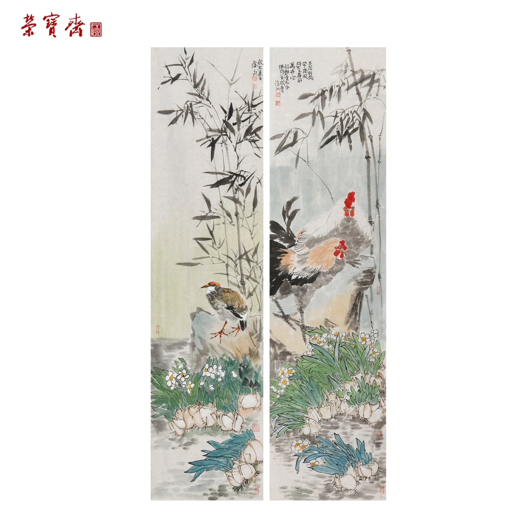 -13(F23139)《清风大吉》 书画 纸本 140*35cm*2