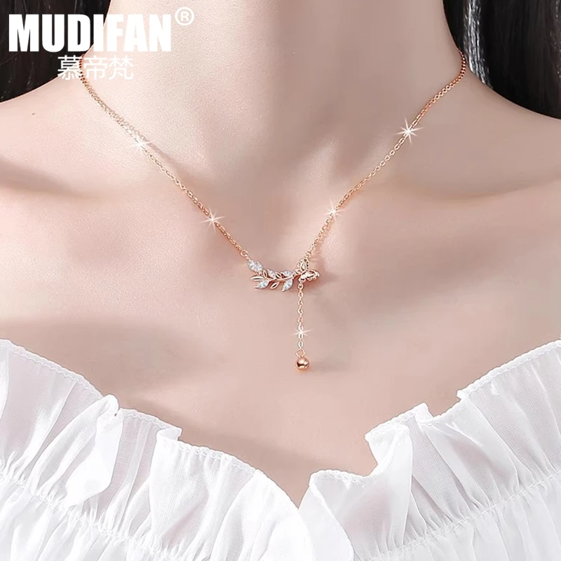 慕帝梵 链子足银合成锆石 蝴蝶项链女简约百搭小众吊坠七夕送女友
