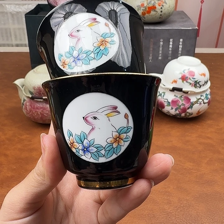 颜瓷茶器闪购链接黑兔子2只装