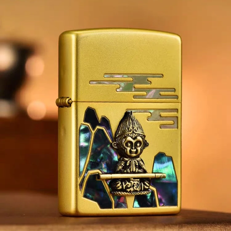 ZIPPO打火机正版黄铜镀金贝壳贴章意中人一生所爱男士礼物-766