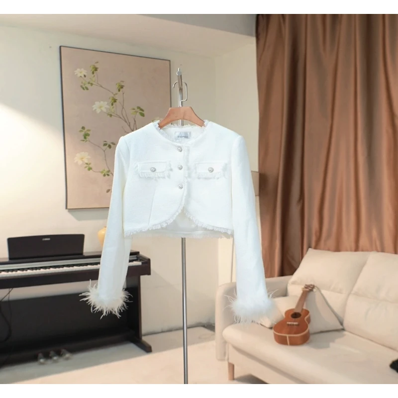 D135 毛边领口小香风外套女 30013