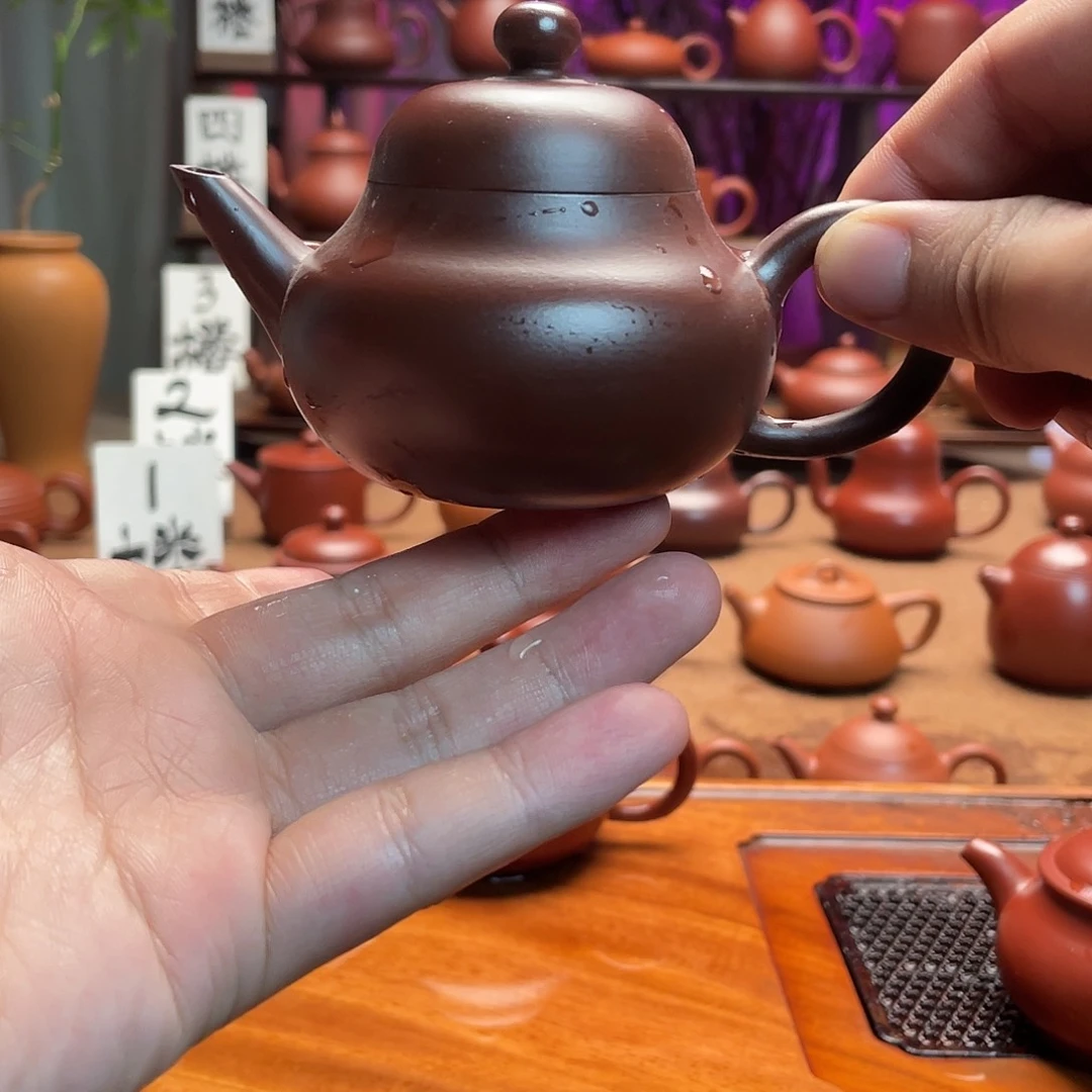 紫砂茶壶不****弟紫泥梨壶110cc