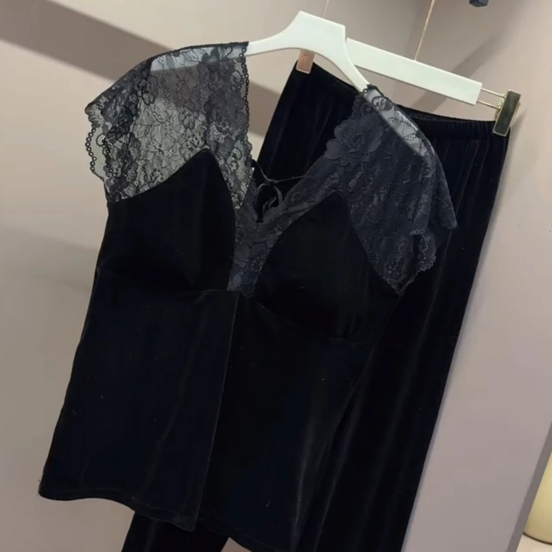 轻奢性感洋气美背裤子家居服睡衣两件套【微色差】