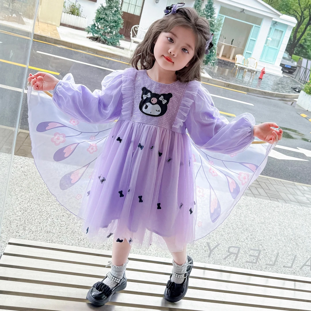 库洛米女童装裙子A字裙公主风B类女长袖秋季连衣裙女宝学院风法式