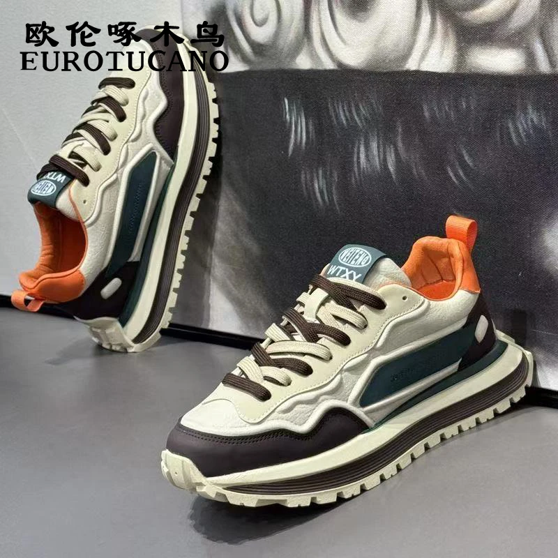 欧伦啄木鸟EUROTUCANO男鞋新款时尚百搭休闲老爹鞋男士运动阿甘鞋