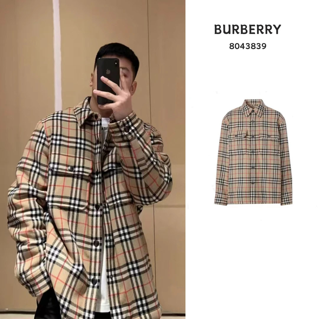 未使用 BURBERRY/博柏利 格纹棉毛混纺衬衫式外套棉服8043839