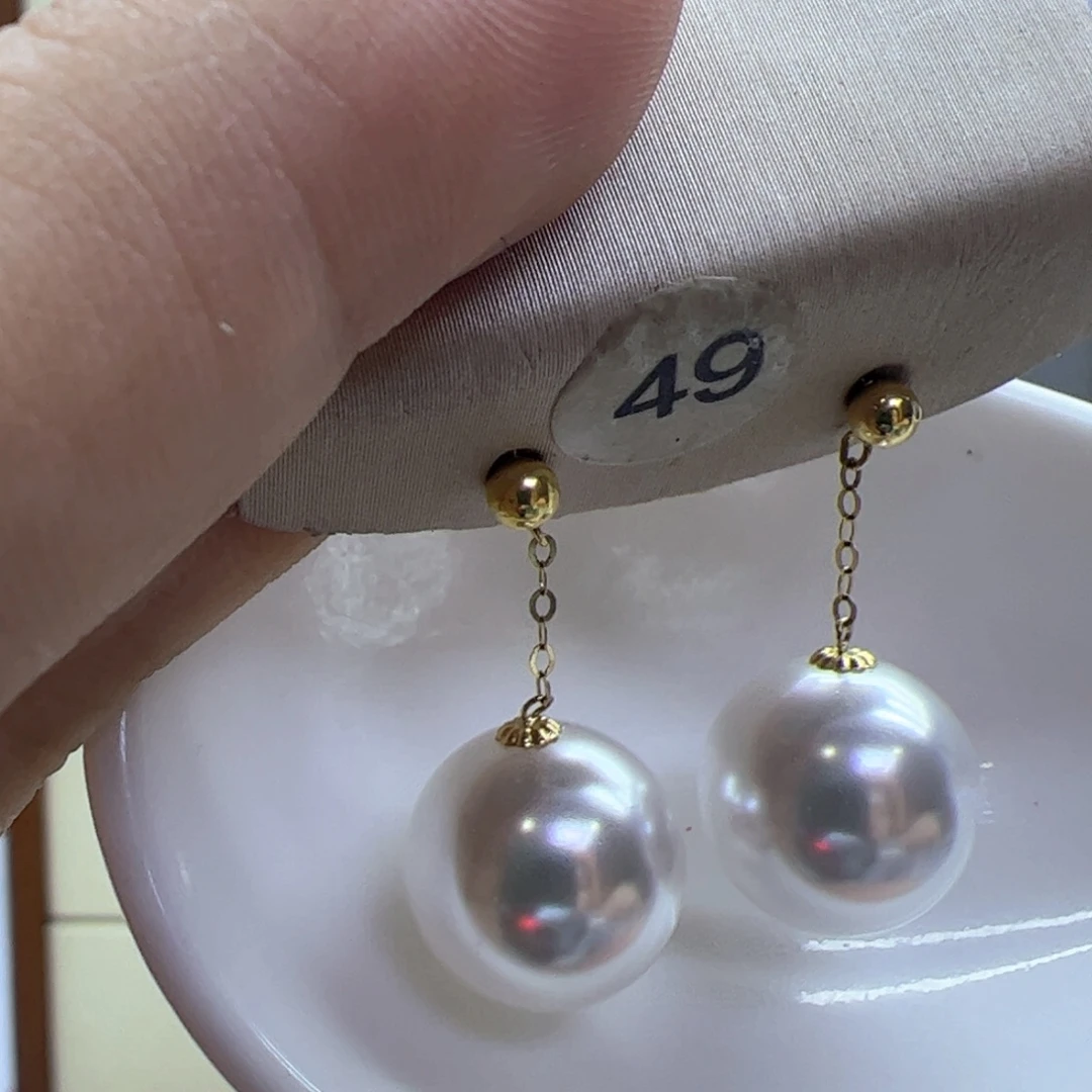 淡水珍珠耳饰18K金镶嵌