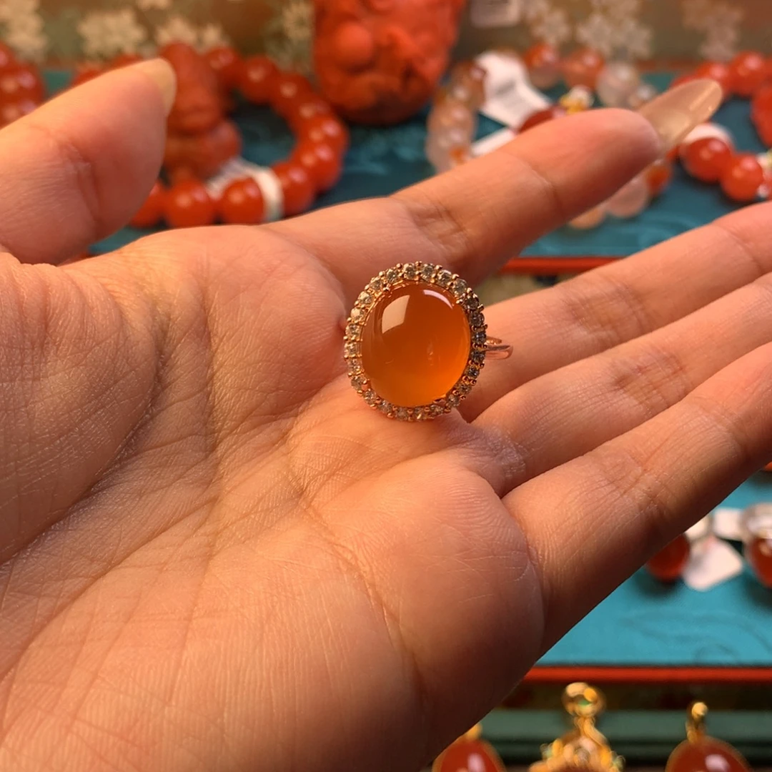 南红玛瑙合金戒指