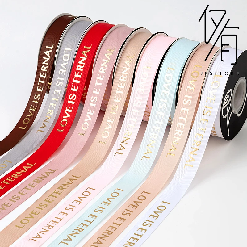 【仅有】烫金螺纹丝带英文丝带蝴蝶结丝带螺纹带2.5小香风缎带