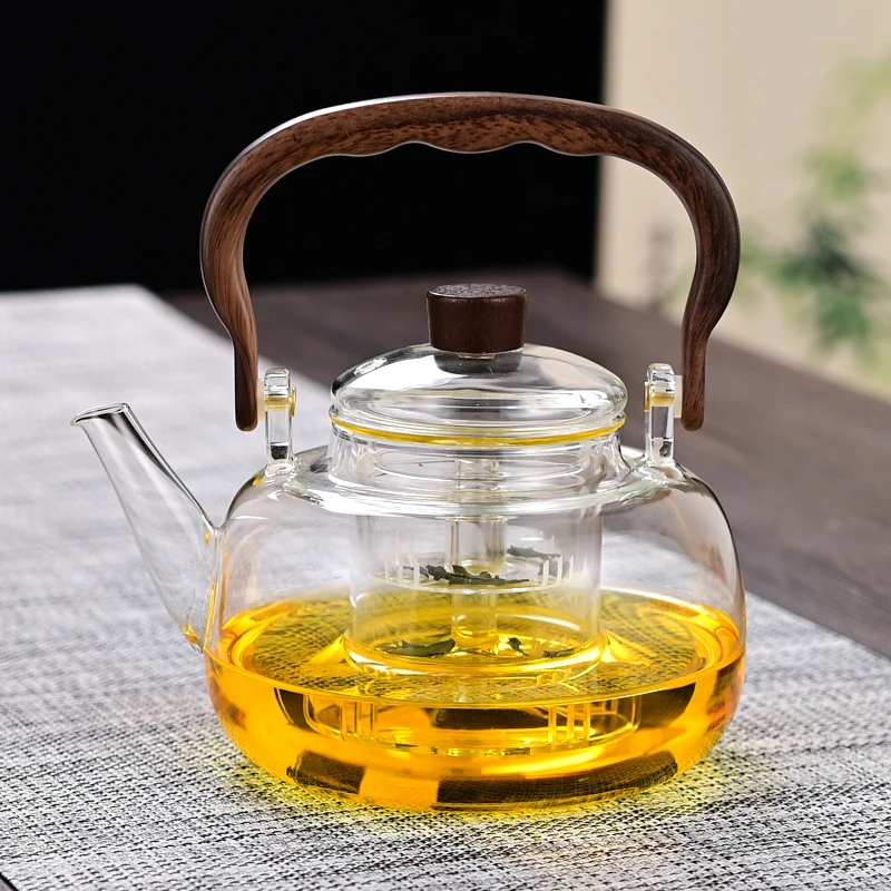 加厚提梁蒸煮茶壶玻璃蒸茶器家用耐高温泡茶壶烧水壶